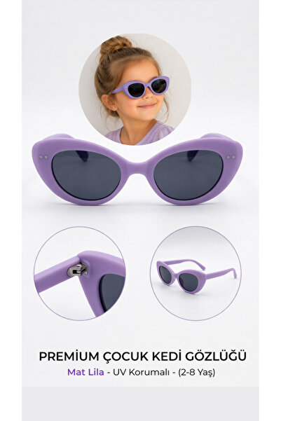 synshop Purple Lilac Girls' Sunglasses Uv400 Cat Eye Model Matte Stylish Ligh...