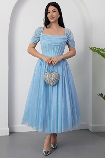 PULLIMM Φόρεμα από τούλι με λαιμόκοψη καρδιά και διακοσμητικό γκλούπερ BAL208