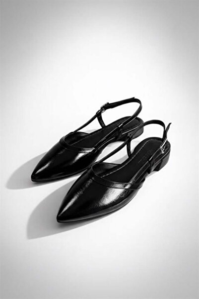 Difolia Γυναικείες μπαλαρίνες Tena σε μαύρο χρώμα, με τσαλακωμένο λουστρίνι, ...