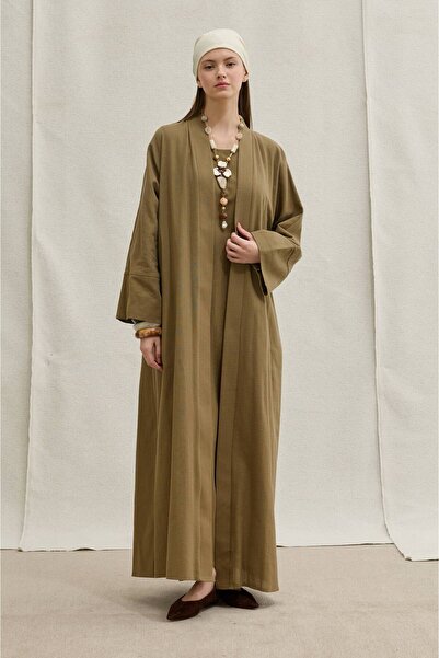 LEYLA STORE Linen Touch |   Linen Textured Abaya Set