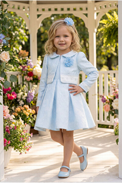 Pamina Flower Detailed Special Occasion Baby Girl Kids Evening Dress Hair Acc...