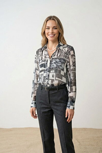 Hiccup MY FASHION Πουκάμισο με γεωμετρικά σχέδια και κουμπιά
