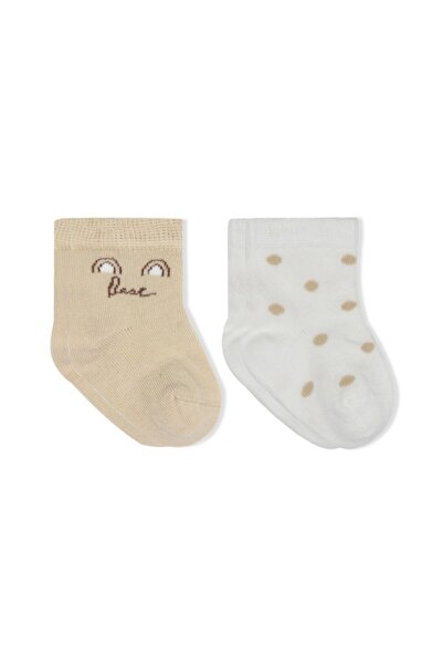 lowell home Combed Cotton Socks 2-Pack 10142 Ecru Brown