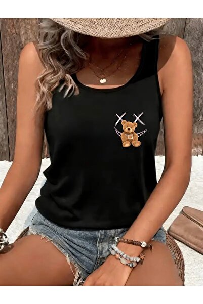 FUFLUNS Γυναικείο εσώρουχο με στρογγυλή λαιμόκοψη και στάμπα με αρκουδάκι που...