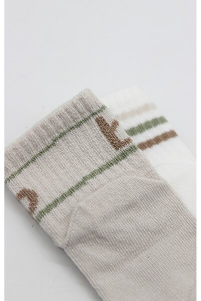 NW NessiWorld Combed Cotton Non-Slip Socket Socks 2-Pack 10144 Stone Ecru