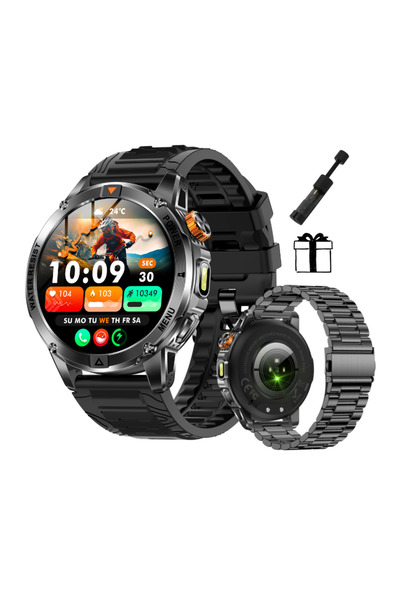 gitech Ανδρικό Μεταλλικό Smartwatch με Κλήσεις Bluetooth, Φακό, Παρακολούθηση...