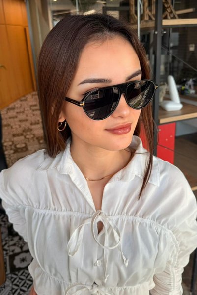 happy line Black Pilot Style Sunglasses