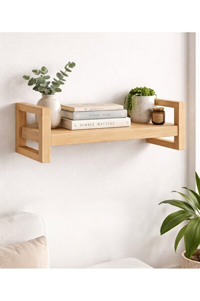Ev dekka Doğal Masif Ahşap Kitaplık ve Dekoratif Duvar Rafı - 30x8x11 cm Mode...