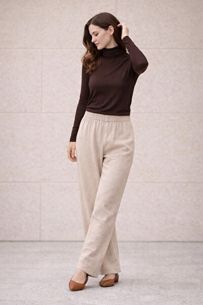 Ivoire Wear Women's Turtleneck Long Sleeve Viscose Bodysuit Brown