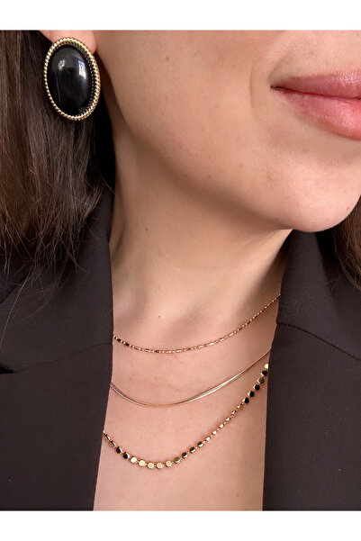 Bade Jewelry مجموعة قلادات فاخرة ذهبية أنيقة وعصرية مقاومة للصدأ مكونة من 3 قطع