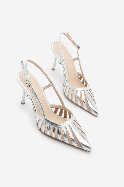 Marjin Γυναικεία παπούτσια στιλέτο με μυτερή μύτη, λουράκι στην πλάτη, λεπτομ...