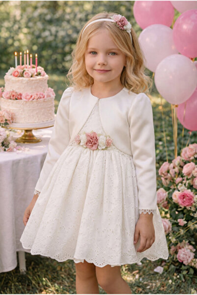 Pamina Baby Girl Special Occasion Dress with Flower Detail Bolero and Hair Ac...