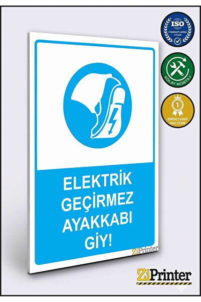 ZiPrinter ارتدِ الأحذية المقاومة للكهرباء! لافتة تحذير من نوع isg ديكوتا مقاس...