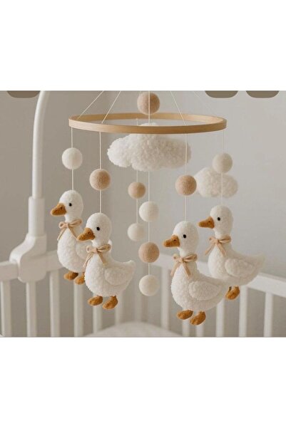 hobiimobiii Dönence MÜZİKLİ Bebek beşik süsü keçe dönence teddy ördekler