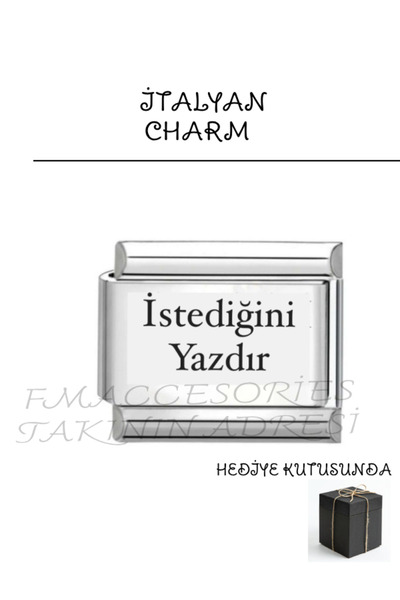 fmaccesories Çelik İtalyan Charm Kişiselleştirilebilir İstediğiniz Tarih Harf...