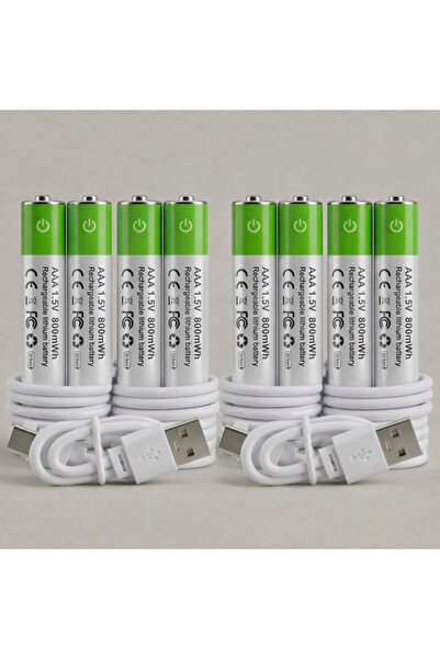 instatech AAA İnce Şarjlı Pil 1.5V 800mWh USB Şarj Edilebilir Lithium Kumanda...