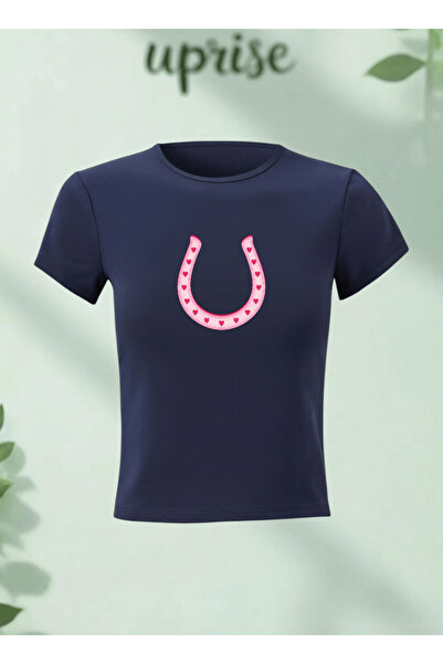 Vordevia Horseshoe Horseshoe Luck Printed Cotton Lycra Body Tee Crop T-Shirt