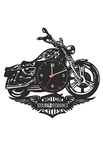 Eom Ceas de Perete Decorativ - Model Motocicletă Stil Harley-Davidson, MDF Ne...