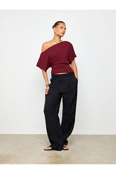 LUMİZA Γυναικεία λευκή μπλούζα με έναν ώμο, χαλαρή εφαρμογή, από φυσική βισκό...