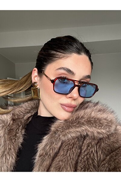 LADIES LOUNGE Mavi Camlı Leopar Çerçeveli Güneş Gözlüğü