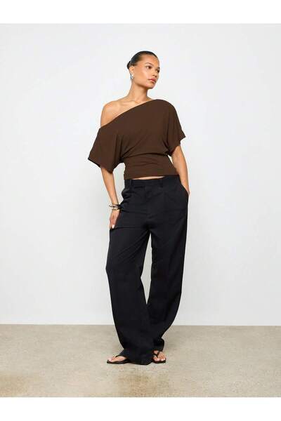 LUMİZA Γυναικεία λευκή μπλούζα με έναν ώμο, χαλαρή εφαρμογή, από φυσική βισκό...