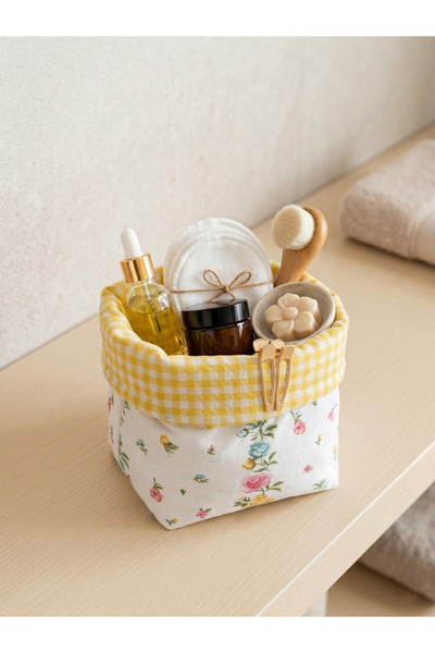 soft rabbit Sarı Pötikare Desenli Çok Amaçlı Organizer - Makyaj, Masaüstü ve ...