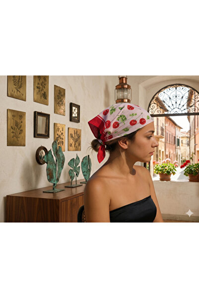 shop Eșarfă colorată de lux cu model cireșe - Accesoriu multifuncțional pentr...