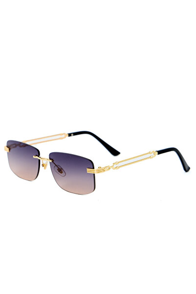 Verano UV400 Korumalı Unisex Güneş Gözlüğü Gold Metal Çerçevesiz Mor Degrade ...