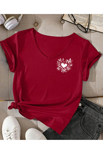 SUNFREE تيشيرت نسائي صيفي من القطن الممشط بأكمام قصيرة وياقة على شكل حرف V مط...