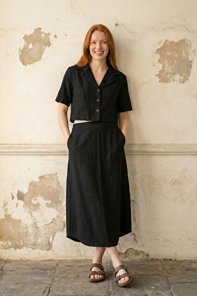 Hiccup MY FASHION Σετ Κροπ Πουκάμισο & Μίντι Φούστα