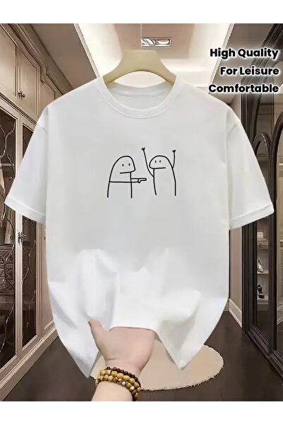 AEMİ Unisex majica sa širokim izrezom i printom "Hands Up"