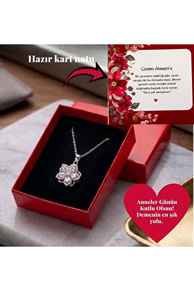 Pigna Aksesuar Mother's Day Gift Silver Color Spinning Clover Steel Necklace ...
