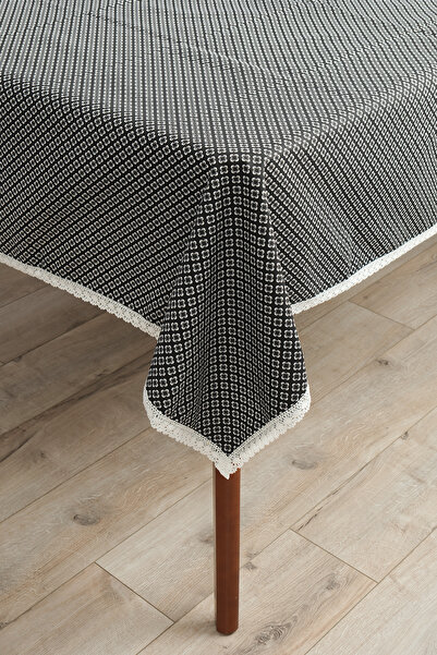 kissen Black and White Patterned Lace Edged Tablecloth |   Stylish & Modern D...