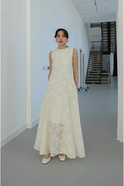 My Blog Μπεζ Φόρεμα με Κεντημένο Σχέδιο Νεράιδας - 2489