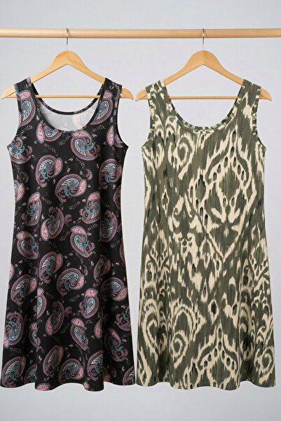 EFFE 2 τεμάχια άνετο φόρεμα σε γραμμή Α με Ρευστή εφαρμογή χοντρές τιράντες