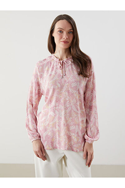 LC Waikiki Rmz Gi̇yi̇m Farkiyla Tied Roba Collar Floral Blouse