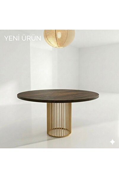 EDMONDA EV AKSESUAR LİZA GOLD METAL YUVARLAK MUTFAK MASASI YEMEK MASASI 100 C...