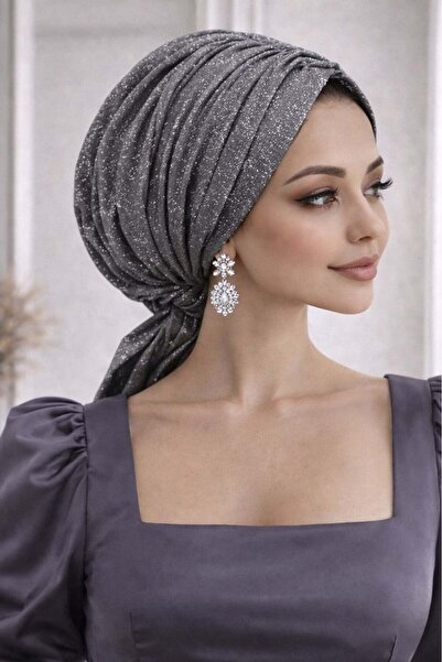 Aişe tesettür Καπέλο με αγκράφα για καπνιστό, λαμπερό βραδινό φόρεμα