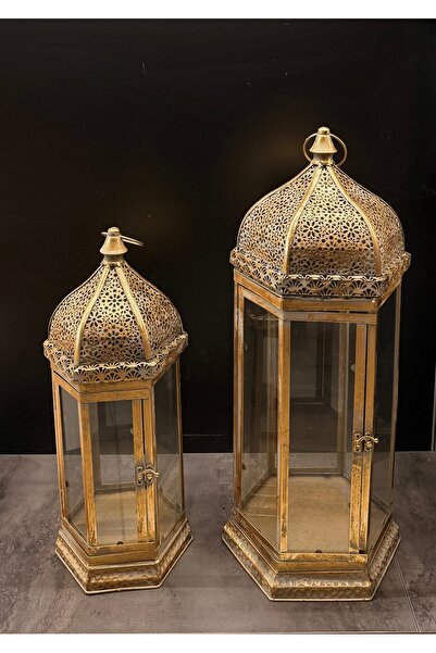 THE LİNSE Metal Dekoratif Yer feneri set 51-65 cm