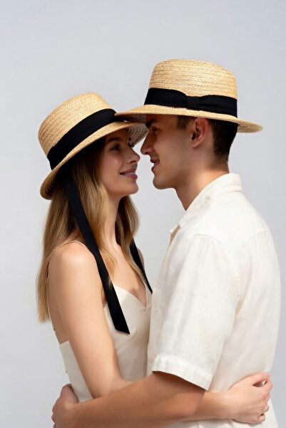 Mollycrush Σετ 2 ψάθινων καπέλων Sevgili Kombini |   Unisex Vintage Boater με...