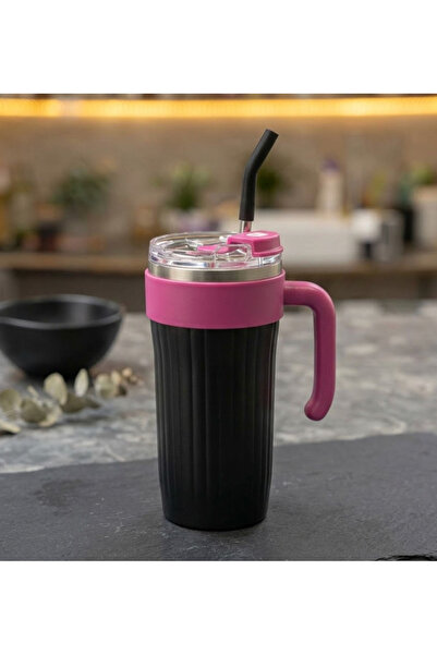 Mihristore Çelik Pipetli Termos Isı Muhafazalı Kulplu Çelik Büyük Boy Termos
