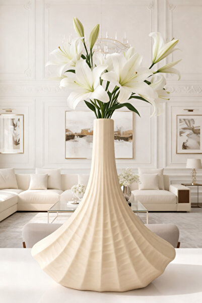 Lui Tasarım Nordic Style Bohemian Modern Stylish Large Size Beige Ceramic Ade...