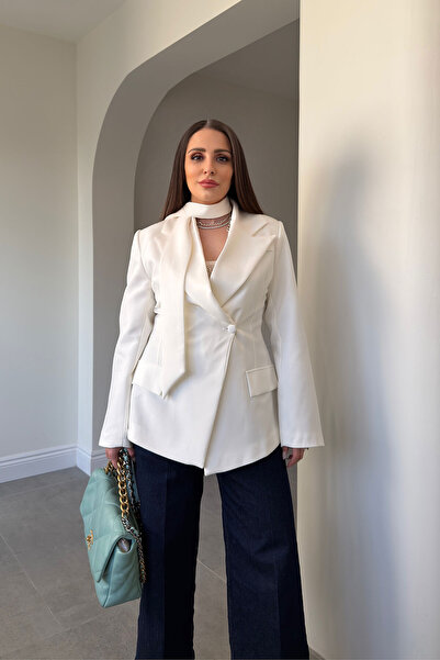 MAGARDE Πολυτελές Μπουφάν με Λεπτομέρεια Ζώνης - ΛΕΥΚΟ