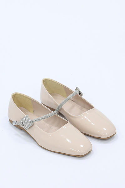 kajal ayakkabı İNT 501 Πέτρινες Μπαλαρίνες με Επίπεδη Σόλα και Πόρπες