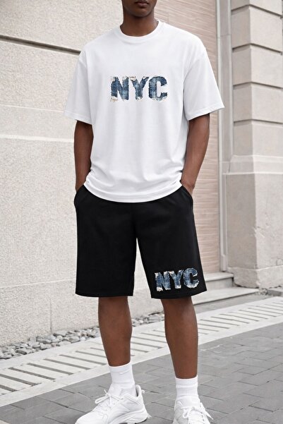 orwen life est. 2022 Unisex NYC Σετ μπλουζάκι και σορτς με στάμπα – Άνετο καθ...