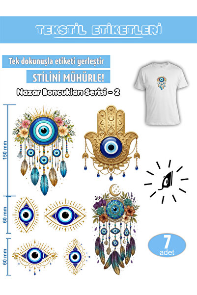 AGG Reklam Iron-On Clothing Stickers Evil Eye Beads Series -2 Set of 7
