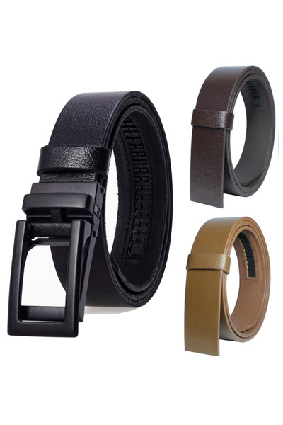 derikem Ανδρική ζώνη 3 τεμαχίων με αυτόματη πόρπη, χωρίς τρύπες, από 100% γνή...