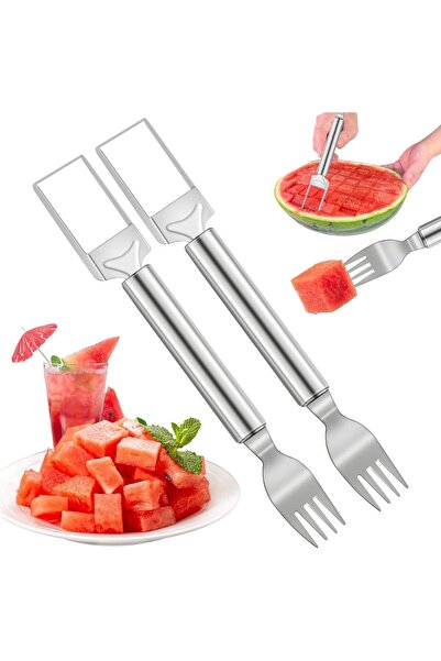 Arabest 2-Piece Watermelon Cutter Slicer,Stainless Steel 2-in-1 Fork,Portable...