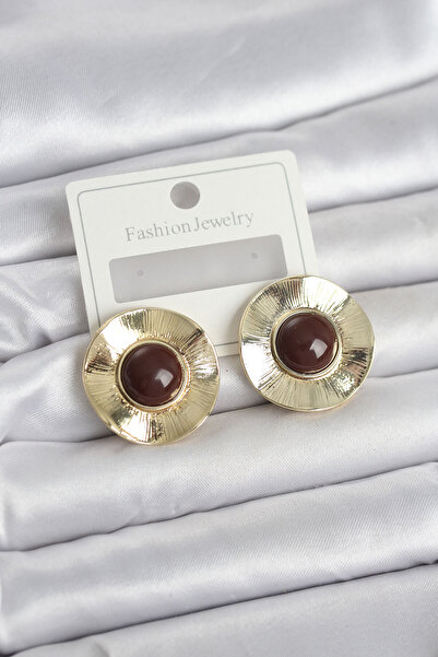 Nehir Stylish Vintage Model Brown Gold Color Brass Women's Earrings Teachers ...
