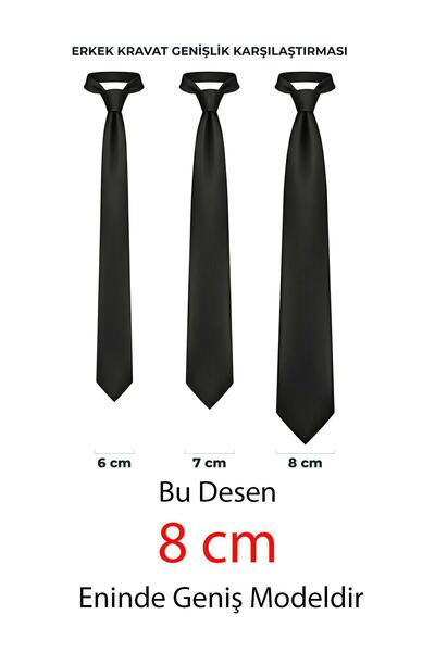 Esgue Hand Made 8 cm Geometrik Micro Desen Kahverengi Mor Renk Mendilli Kravat